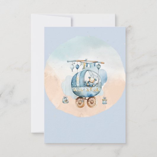 Schattige Teddybeer Celestial Baby shower Bedankkaart (Achterkant)