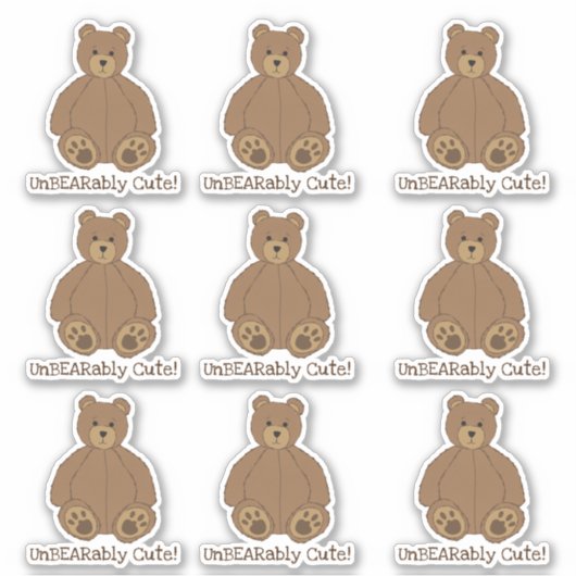 Schattige teddybeer contour sticker (Voorkant)