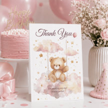 Schattige Teddybeer – Dankkaart voor Baby