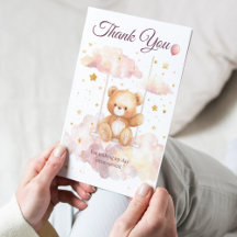Schattige Teddybeer – Dankkaart voor Baby