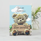 Schattige Teddybeer die Baby shower teken houden Kaart (Staand voorkant)