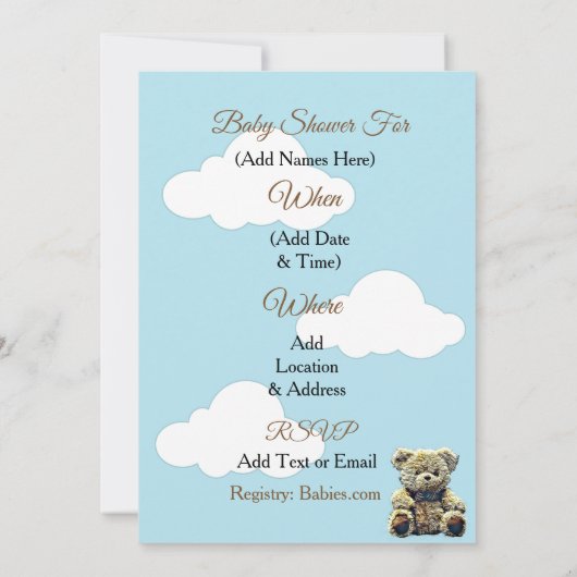 Schattige Teddybeer die Baby shower teken houden Kaart (Achterkant)