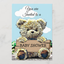 Schattige Teddybeer die Baby shower teken houden
