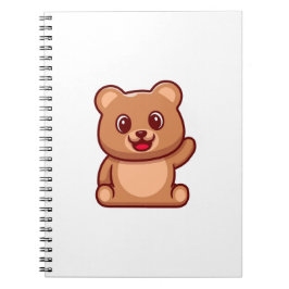Schattige teddybeer die met zijn hand zwaait notitieboek