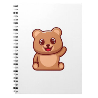 Schattige teddybeer die met zijn hand zwaait notitieboek