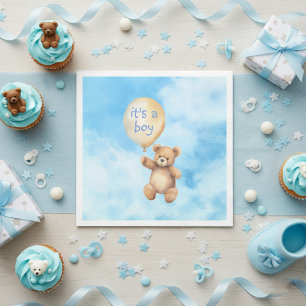 Schattige teddybeer drijvend ballon baby shower servet