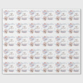 Schattige Teddybeer en Ballon Custom Baby shower Cadeaupapier (Vlak)