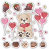 Schattige teddybeer en chocolade aardbei valentijn sticker (Voorkant)