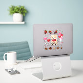 Schattige teddybeer en chocolade aardbei valentijn sticker (Laptop op bureau)