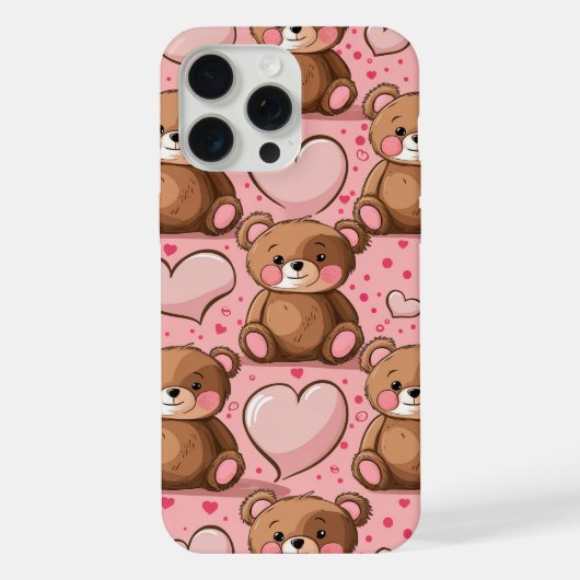 Schattige teddybeer en hart iPhone hoesje (Achterkant)