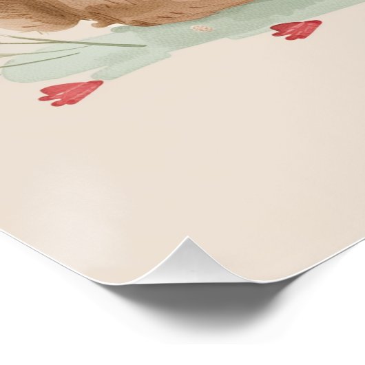 Schattige teddybeer en konijntje die thee hebben - perfect poster (Hoek)