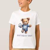 Schattige Teddybeer en Voetbal Verjaardagsfeest T-shirt (Voorkant)