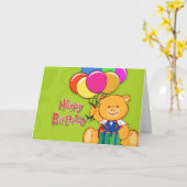 schattige teddybeer gekleurde ballonkaart kaart (Gele Bloem)