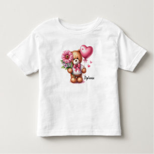 Schattige teddybeer gepersonaliseerde Valentijnsda Kinder Shirts