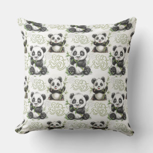 Schattige, teddybeer, grappig, baby, panda, bamboe buitenkussen