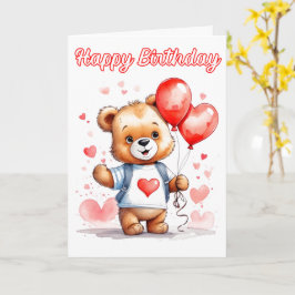 Schattige teddybeer Happy Birthday Kaart
