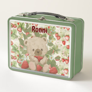 schattige teddybeer in een aardbei