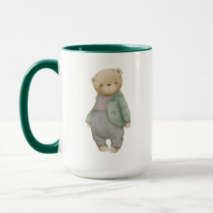 schattige teddybeer in een jas mok