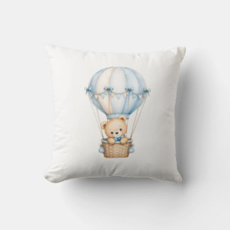 Schattige teddybeer in hete luchtballon | Schattig Kussen