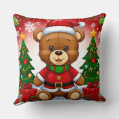 Schattige teddybeer in kerstmannenpak kussen (Achterkant)