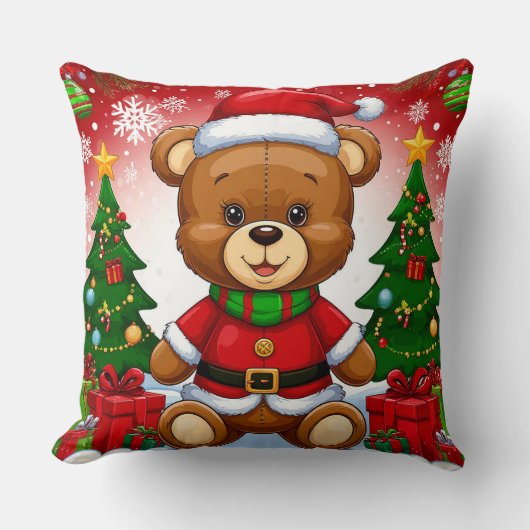 Schattige teddybeer in kerstmannenpak kussen (Voorkant)