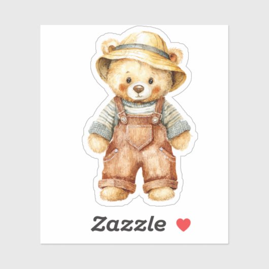 Schattige teddybeer in overall sticker (Vel)