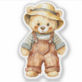 Schattige teddybeer in overall sticker (Voorkant)