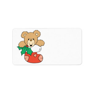 Schattige teddybeer in sok etiket