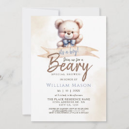 Schattige Teddybeer I's a Boy Baby Shower Waterver Kaart