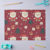 Schattige teddybeer & Kerstman op rood (1) Tissuepapier (Craft)