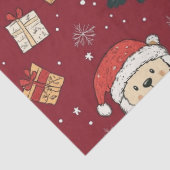 Schattige teddybeer & Kerstman op rood (1) Tissuepapier (Detail)