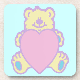Schattige teddybeer-liefdeshart bier onderzetter