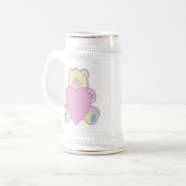 Schattige teddybeer-liefdeshart bierpul (Voorkant links)