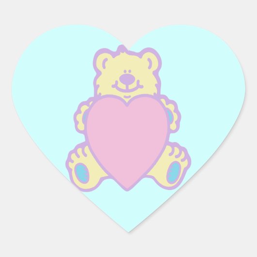 Schattige teddybeer-liefdeshart hart sticker (Voorkant)