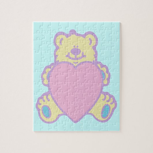 Schattige teddybeer-liefdeshart legpuzzel (Verticaal)