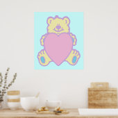 Schattige teddybeer-liefdeshart poster (Keuken)