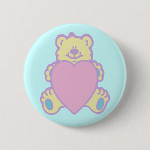 Schattige teddybeer-liefdeshart ronde button 5,7 cm