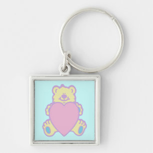 Schattige teddybeer-liefdeshart sleutelhanger
