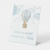 Schattige Teddybeer luchtballon baby shower trakte Reclamebord Met Voetstuk (Voorkant)