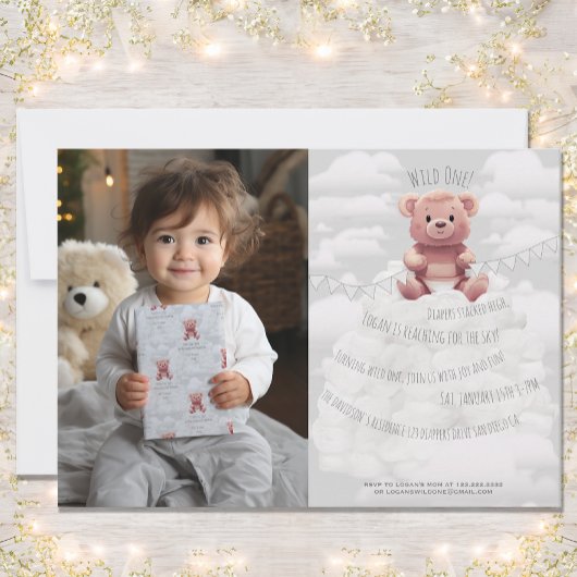 schattige teddybeer luiers "Wild One" Eerste Verja Kaart