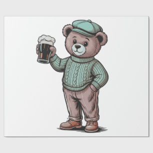 Schattige teddybeer met bier cadeaupapier