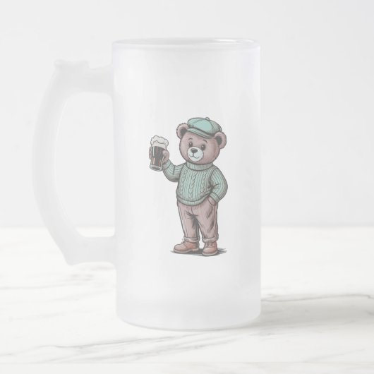 Schattige teddybeer met bier matglas bierpul (Links)