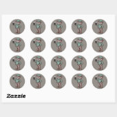 Schattige teddybeer met bier ronde sticker (Vel)