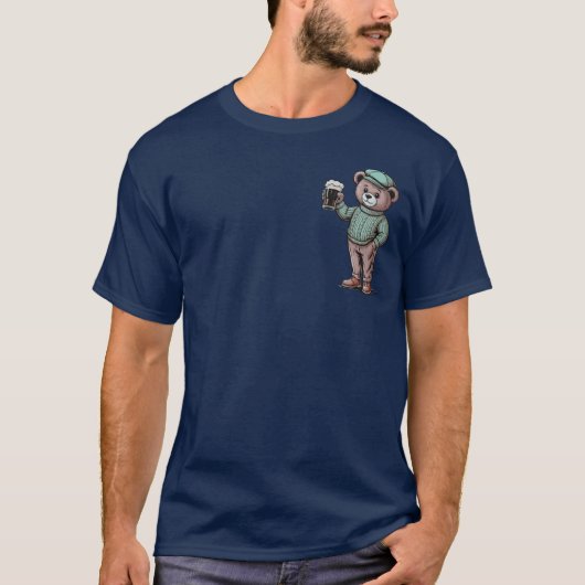 Schattige teddybeer met bier t-shirt (Voorkant)