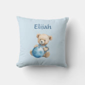 Schattige teddybeer met blauwe bal kussen (Voorkant)