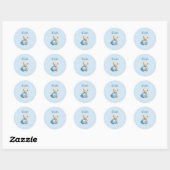 Schattige teddybeer met blauwe bal ronde sticker (Vel)