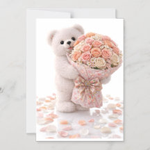Schattige teddybeer met boeket rozentouwen