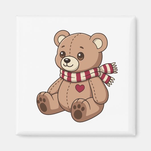 Schattige teddybeer met gestreepte sjaal magneet (Voorkant)