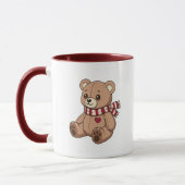 Schattige teddybeer met gestreepte sjaal mok (Links)