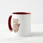 Schattige teddybeer met gestreepte sjaal mok (Voorkant links)